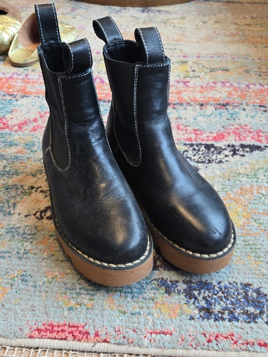 Sofie D'Hoore Shoes - Black Leather Platform Chelsea Booties